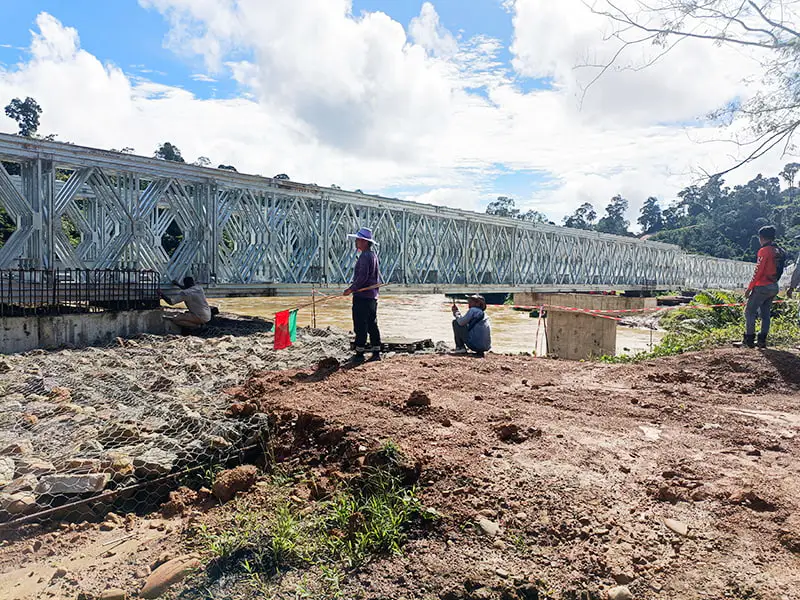 Jembatan Bailey CB 200 Dua Baris Jembatan Bailey Galvanis Bertulang Satu Lapis